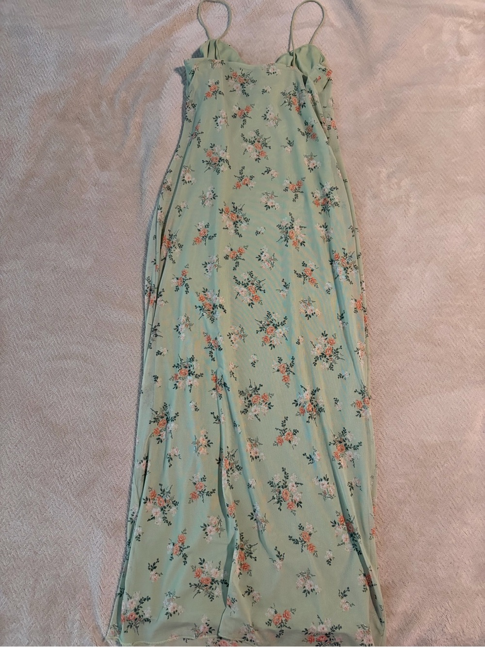 Mint Floral Maxi Slip Dress - Picture 4 of 4